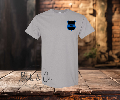 Police Officer Badge chest piece with letters T-shirt