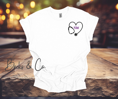 Stethoscope chest piece with letters (Healthcare) T-shirt