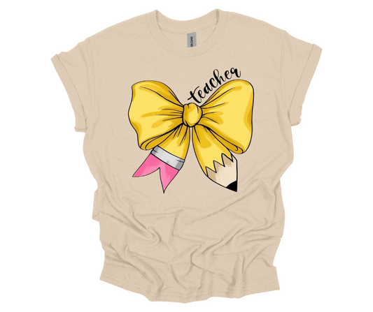 Teacher Pencil Bow Shirt / Crewneck