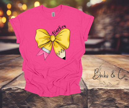 Teacher Pencil Bow Shirt / Crewneck