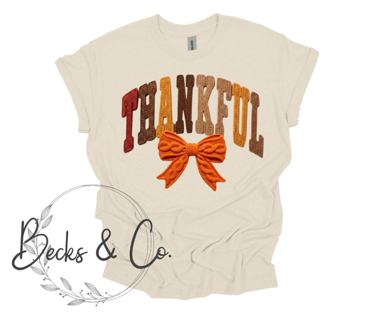 Yarn & Crochet Printed Thankful with Bow