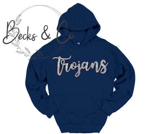 Trojans Mascot Script - Large Sequin Design (Copy)