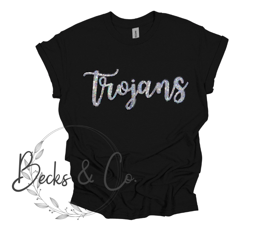 Trojans Mascot Script - Large Sequin Design (Copy)