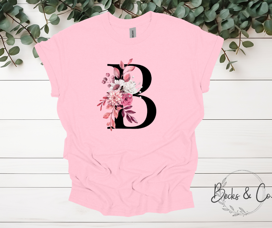 Floral Letter Shirt / Crew Neck (Center)