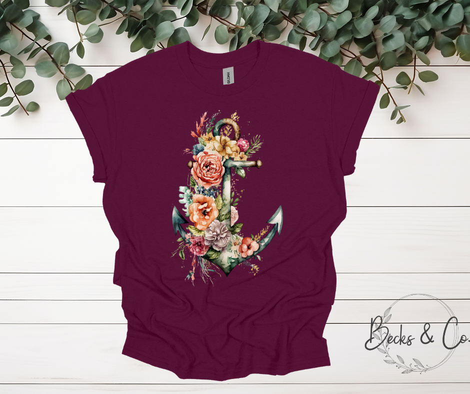 Floral Anchor Shirt / Crew Neck