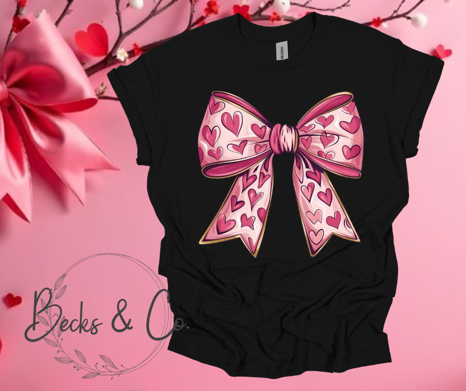 Pink Bow with Pink Hearts