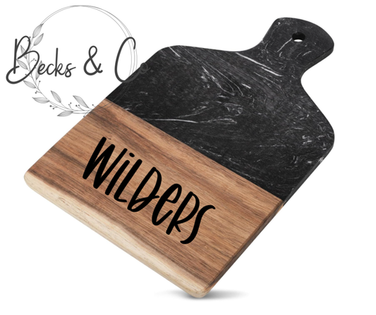 Black Marble and Acacia Wood Cutting Board -