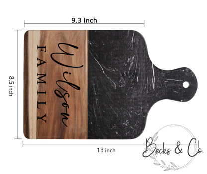 Black Marble and Acacia Wood Cutting Board -