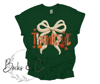 Yarn & Crochet Printed Thankful with Large Bow