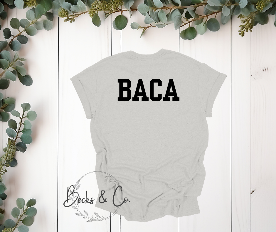 Football Mom with Name on Back of T-shirt
