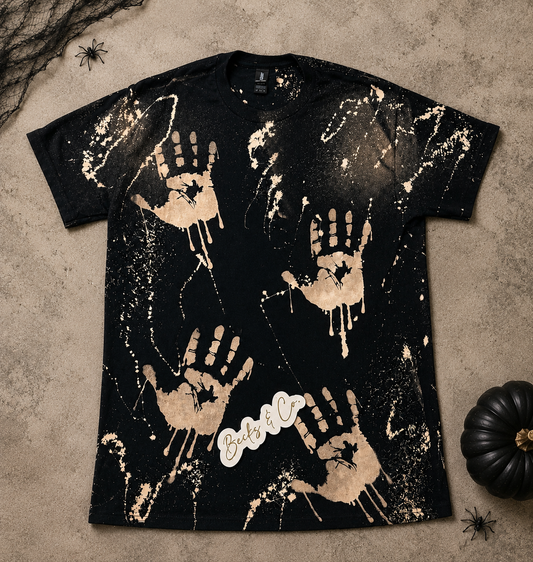 Bleached Handprint / Splatter: SIZE Adult Medium Gildan T-shirt