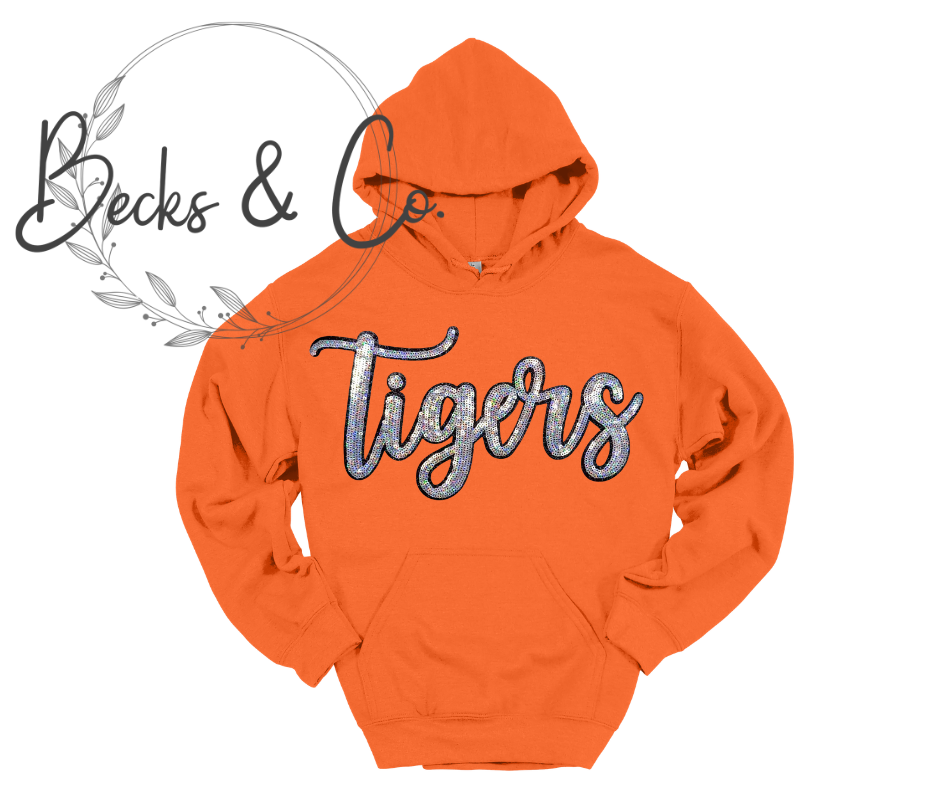 Tigers Mascot Script - Large Sequin Design
