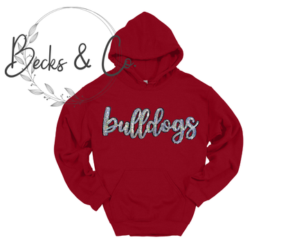 Bulldogs Mascot Script - Large Sequin Design