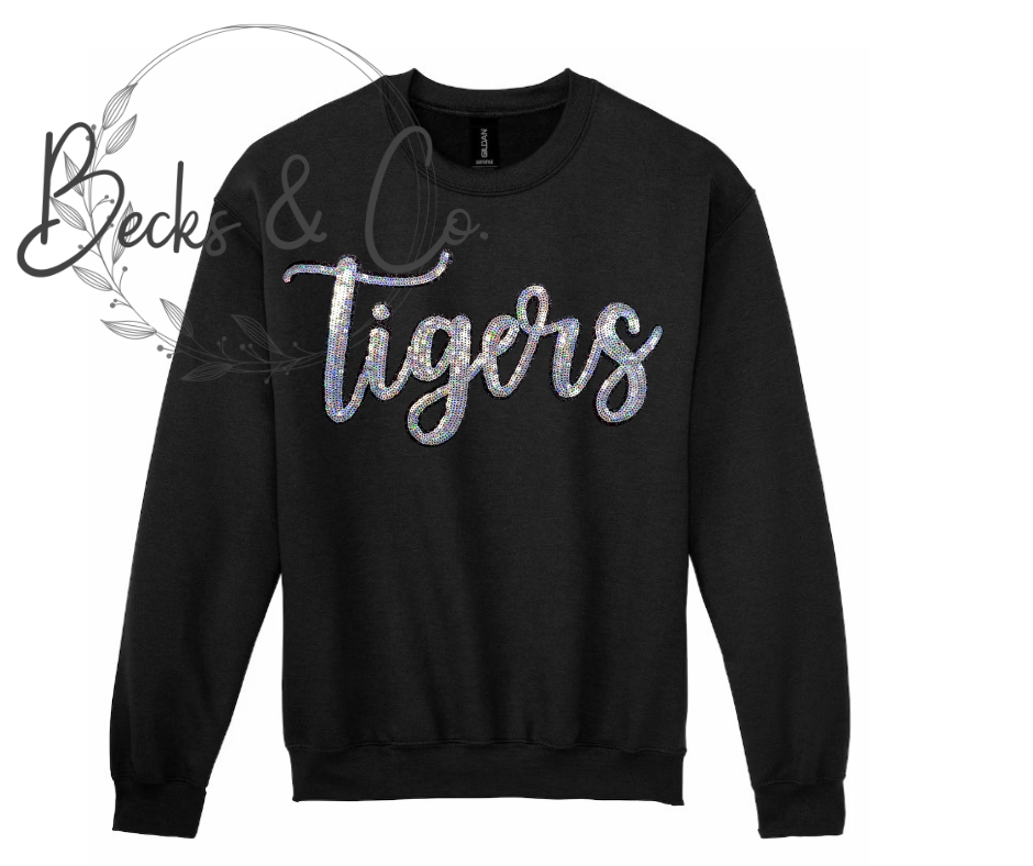 Tigers Mascot Script - Large Sequin Design