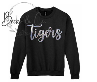 Tigers Mascot Script - Large Sequin Design