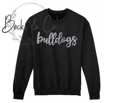 Bulldogs Mascot Script - Large Sequin Design