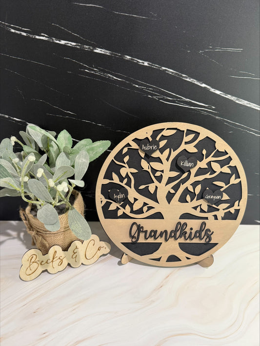 Customizable Family Tree Sign with Stand